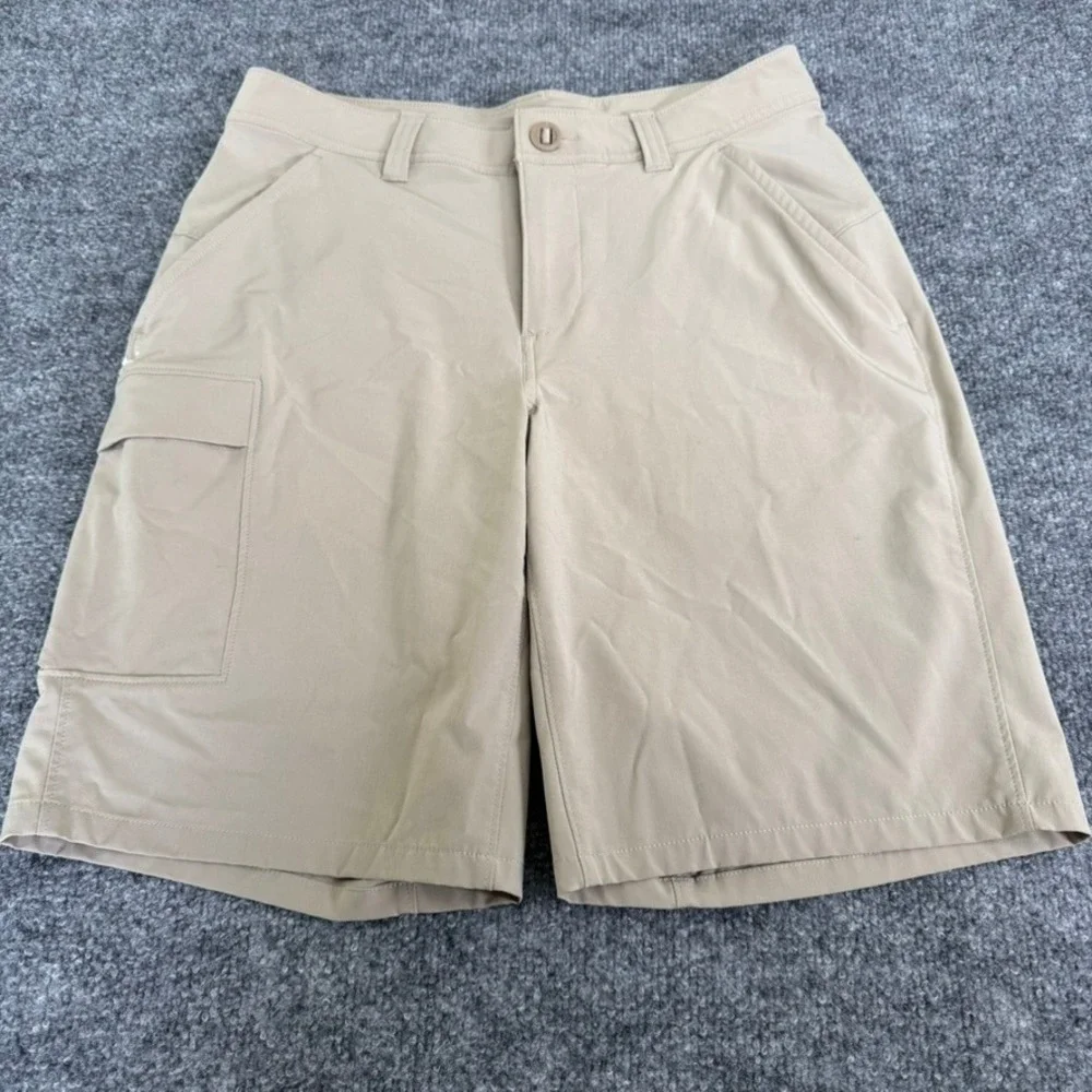 Under Armour Cargo Shorts Mens 30 Hiking Outdoor Polyester Stretch Tan Khaki